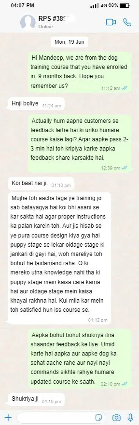 Customer WhatsApp review 3