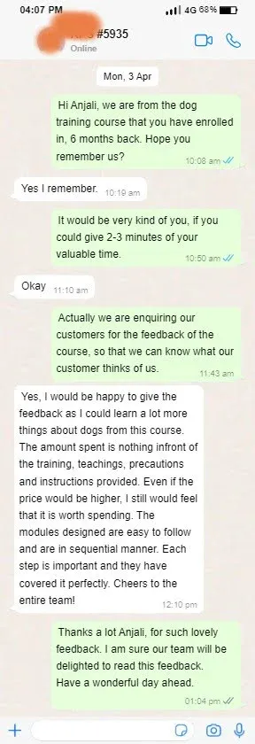 Customer WhatsApp review 4